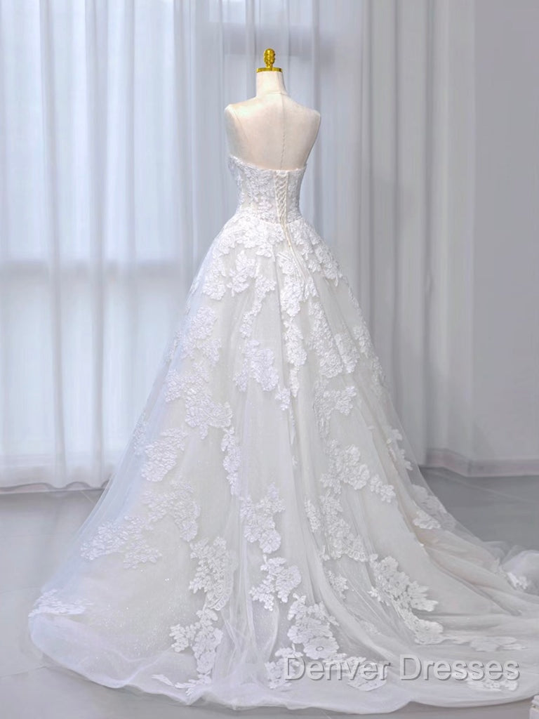 A-Line Tulle Lace Beige Long Prom Dress, Beige Long Formal Dress Secondary image