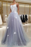 A line Tulle Lace Long Formal Dress, Lace Tulle Prom Dress