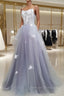 A line Tulle Lace Long Formal Dress, Lace Tulle Prom Dress