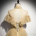 A Line Tulle Long Prom Dress