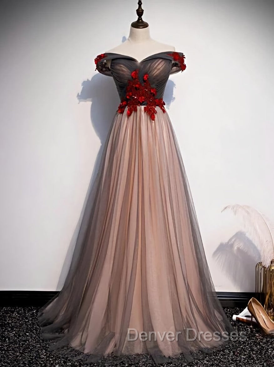 A-line Tulle Ruched Embellished Prom Dress, Long Party Dress Secondary image