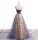 A-line Tulle with Lace Applique Party Dress Tulle Long Prom Dress prom Dress shops