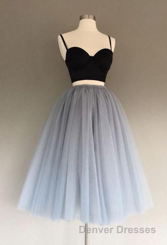 A Line Two Piece Homecoming Dress Short Tulle Prom Gowns Secondary image