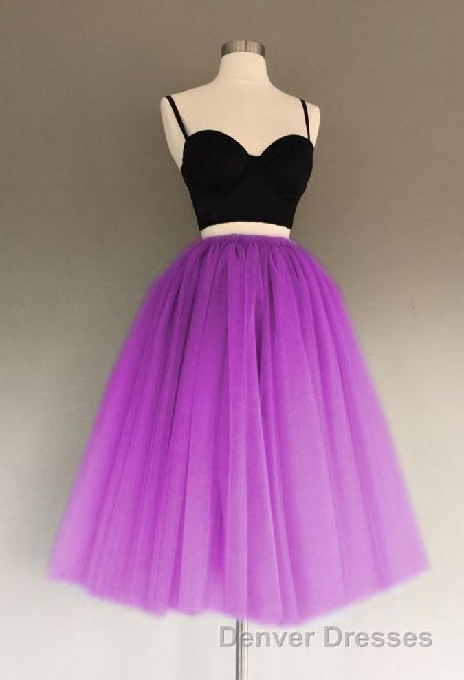 A Line Two Piece Homecoming Dress Short Tulle Prom Gowns