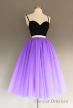 A Line Two Piece Homecoming Dress Short Tulle Prom Gowns