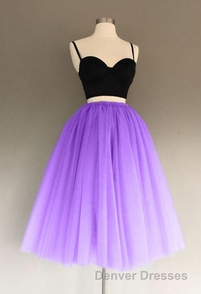 A Line Two Piece Homecoming Dress Short Tulle Prom Gowns