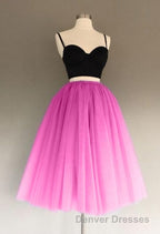 A Line Two Piece Homecoming Dress Short Tulle Prom Gowns