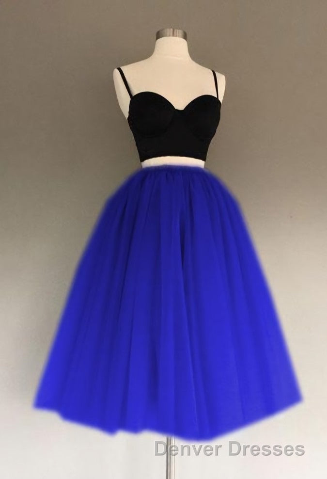 A Line Two Piece Homecoming Dress Short Tulle Prom Gowns