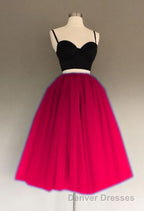 A Line Two Piece Homecoming Dress Short Tulle Prom Gowns