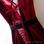 A Line V Neck Backless Burgundy Tea Length Prom Dresses, Tea Length Burgundy Backless Formal Graduation Evening Dresses