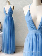 A-Line V Neck Chiffon Long Prom Dress Formal Evening Dress Bridesmaid Dress