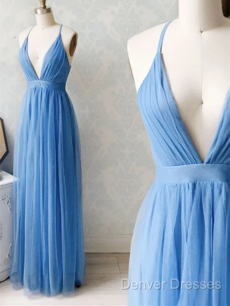 A-Line V Neck Chiffon Long Prom Dress Formal Evening Dress Bridesmaid Dress