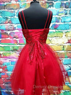 A Line V Neck Dark Red Lace Prom Dress, Dark Red Lace Formal Homecoming Dress