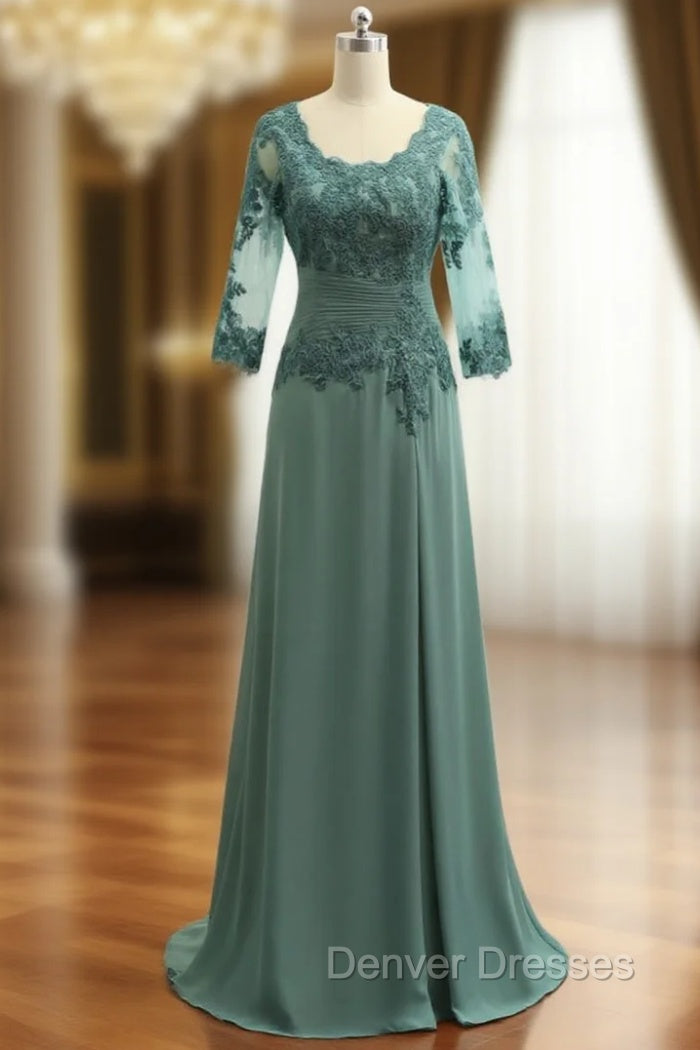 A-line V-neck Plus Size Green Mother Of The Bride Dress Main image
