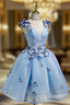 A-line V-neck Prom Dress Tulle Short Homecoming Dress