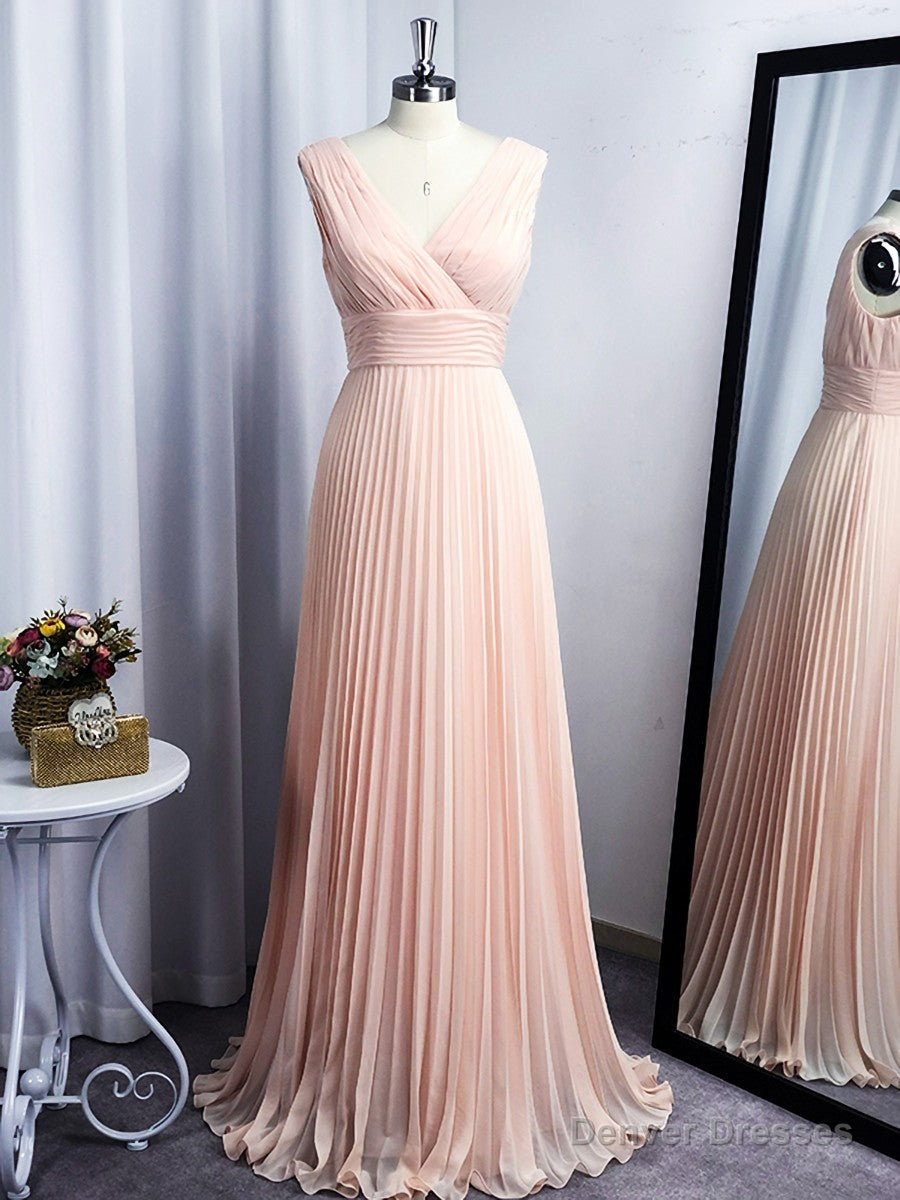 A-line V-neck Ruffles Floor-Length Chiffon Dress Main image