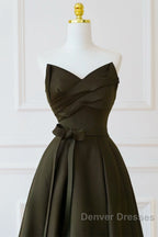 A-Line V Neck Satin