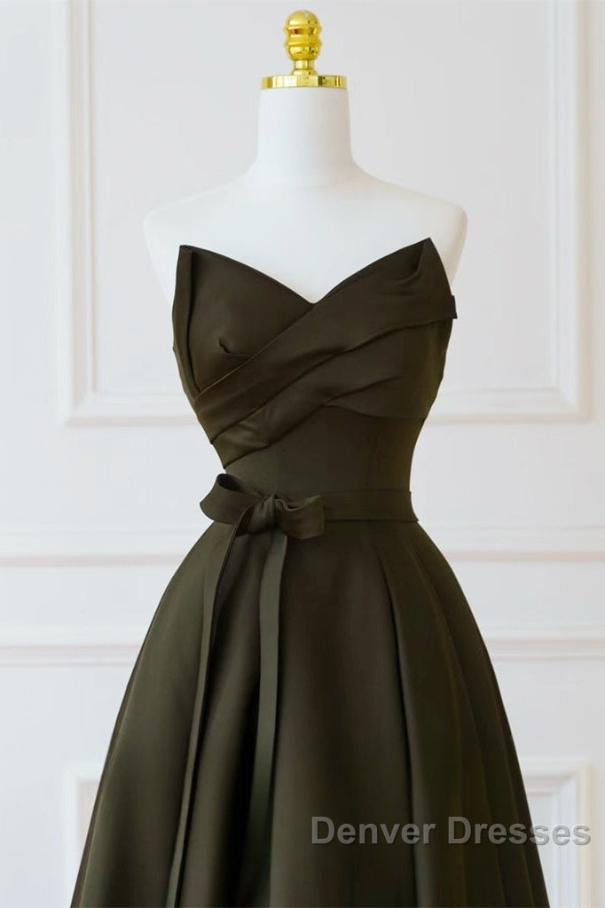 A-Line V Neck Satin