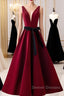 A Line V Neck Short Burgundy Prom Dress, Wine Red Short Formal Graduation Homecoming Dress