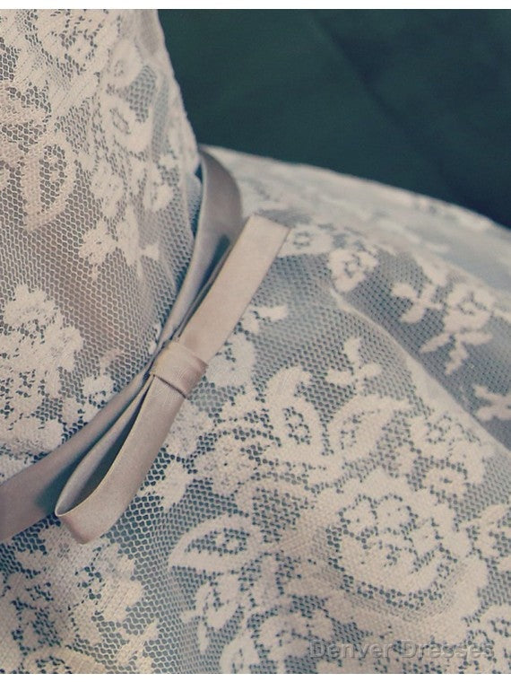 A Line V Neck Short Lace Prom Dresses, Homecoming Graduation Dresses, Short Lace Bridesmaid Dresses