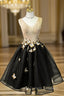 A-line V-neck Short Mini Tulle Short Prom Dress Homecoming Dress
