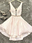 A Line V Neck Short Pink Prom Dresses, Short Pink Formal Graduation Homecoming Dresses