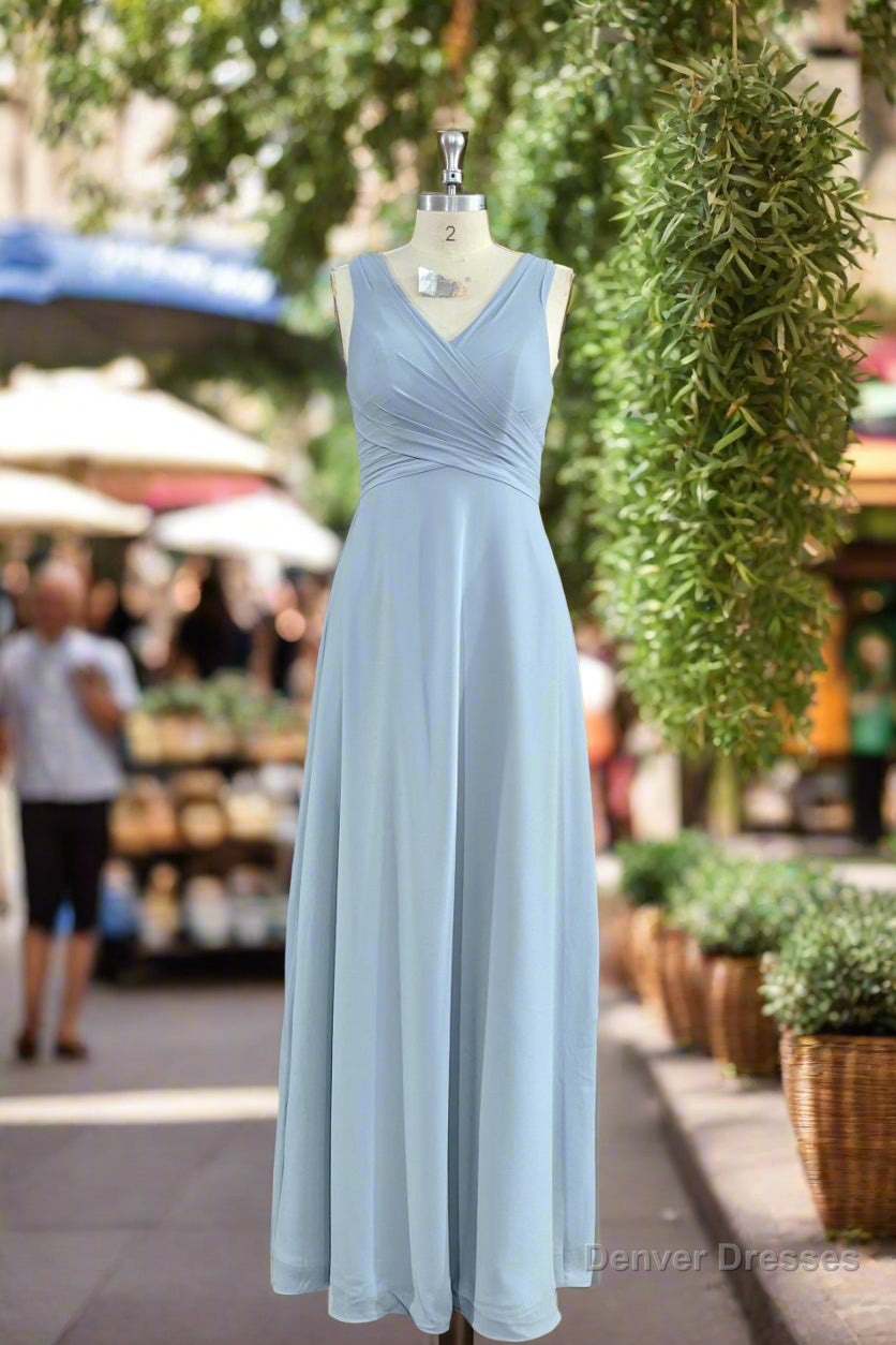 A-Line V-neck Sleeveless Chiffon Bridesmaid Dresses Secondary image