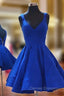 A-line V Neck Sleeveless Elastic Satin Short/Mini Homecoming Dress
