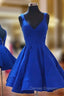 A-line V Neck Sleeveless Elastic Satin Short/Mini Homecoming Dress