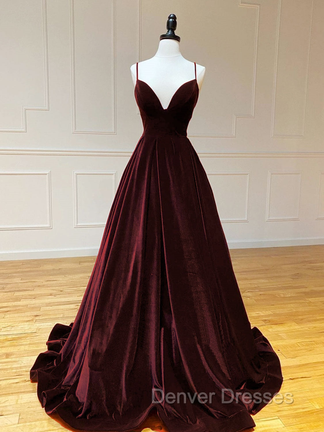 A-Line V Neck Velvet Green Long Prom Dress, Green Velvet Formal Dress