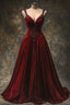 A Line Velvet Burgundy Prom Dress Evening Formal Dress