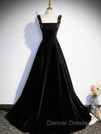 A-Line Velvet Green Long Prom Dress, Green Formal Evening Dress