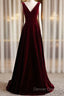 A-Line Velvet V-Neckline Sleeveless Long Party Dress Prom Dress Bridesmaid Dress