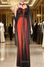 A-line Vintage Style Black and Red Beaded Prom Dress, Black and Red Formal Dress