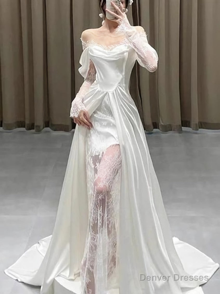 A Line Wedding Dress Long Satin Prom Dresses Main image