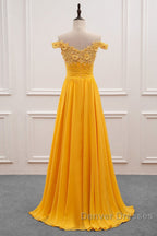 A-Line Wedding Guest Dress Floral Dress Prom Wedding Party Sweep / Brush Train Sleeveless Off Shoulder Chiffon With Appliques