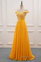 A-Line Wedding Guest Dress Floral Dress Prom Wedding Party Sweep / Brush Train Sleeveless Off Shoulder Chiffon With Appliques