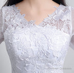 A-Line White Tulle Appliques Long Sleeve Homecoming Dresses