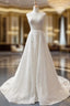 A-Line White Tulle Backless Sexy See Through Wedding Dress With Beading