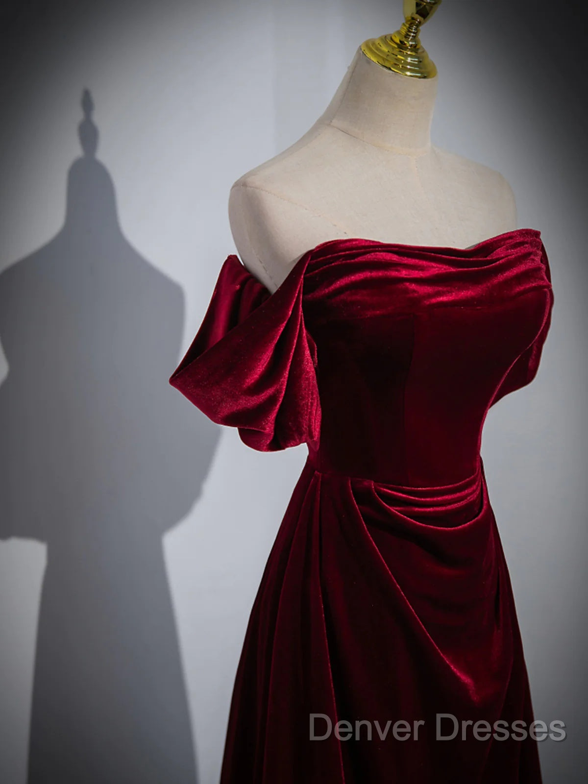 A-Line Wine Red Velvet Sweetheart Wedding Party Dress, Wine Red Velvet Prom Dress Secondary image