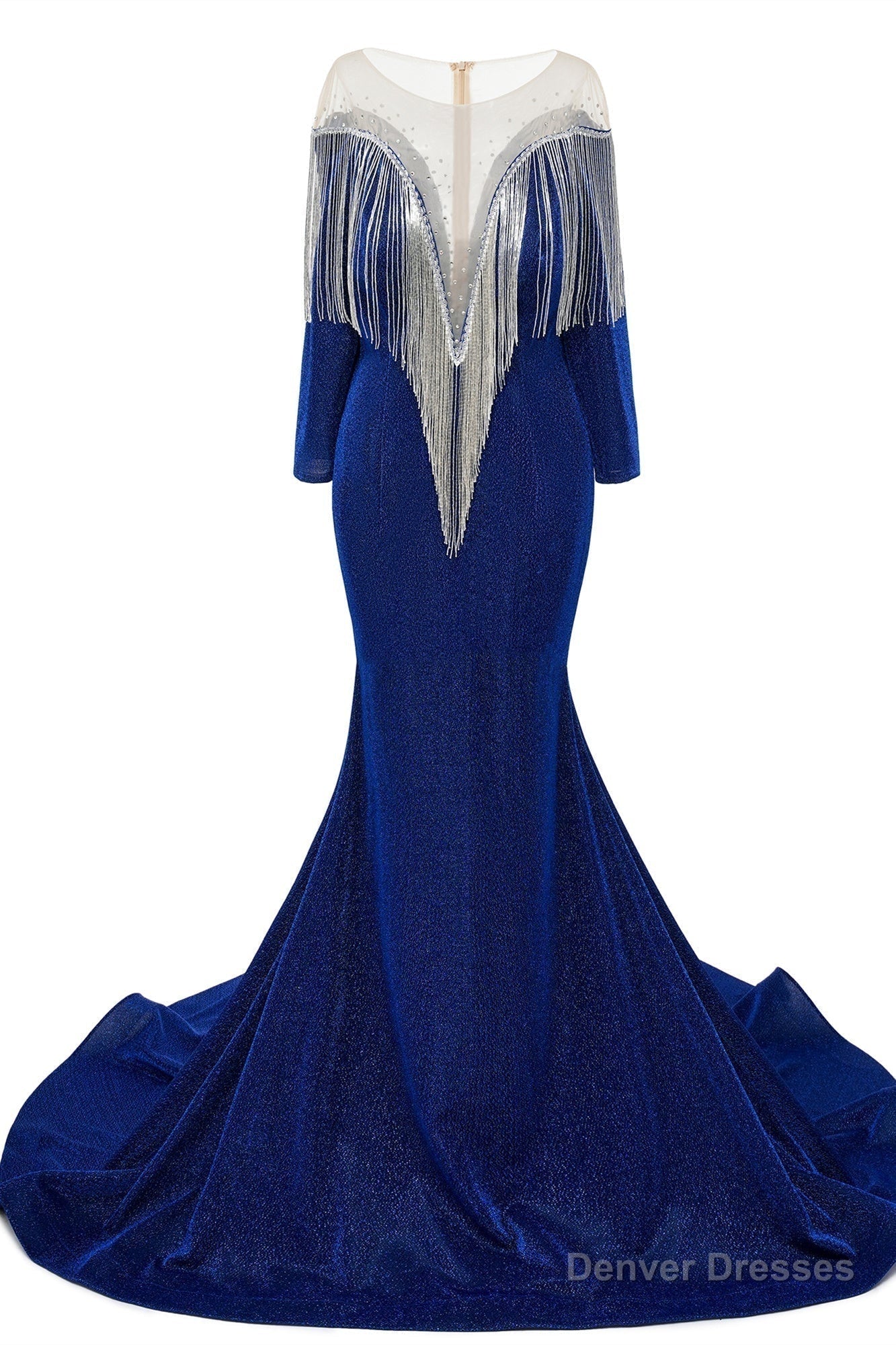Deep V-neck Shiny Black Prom Dresses Long sleeves Mermaid Evening Party Dresses Secondary image