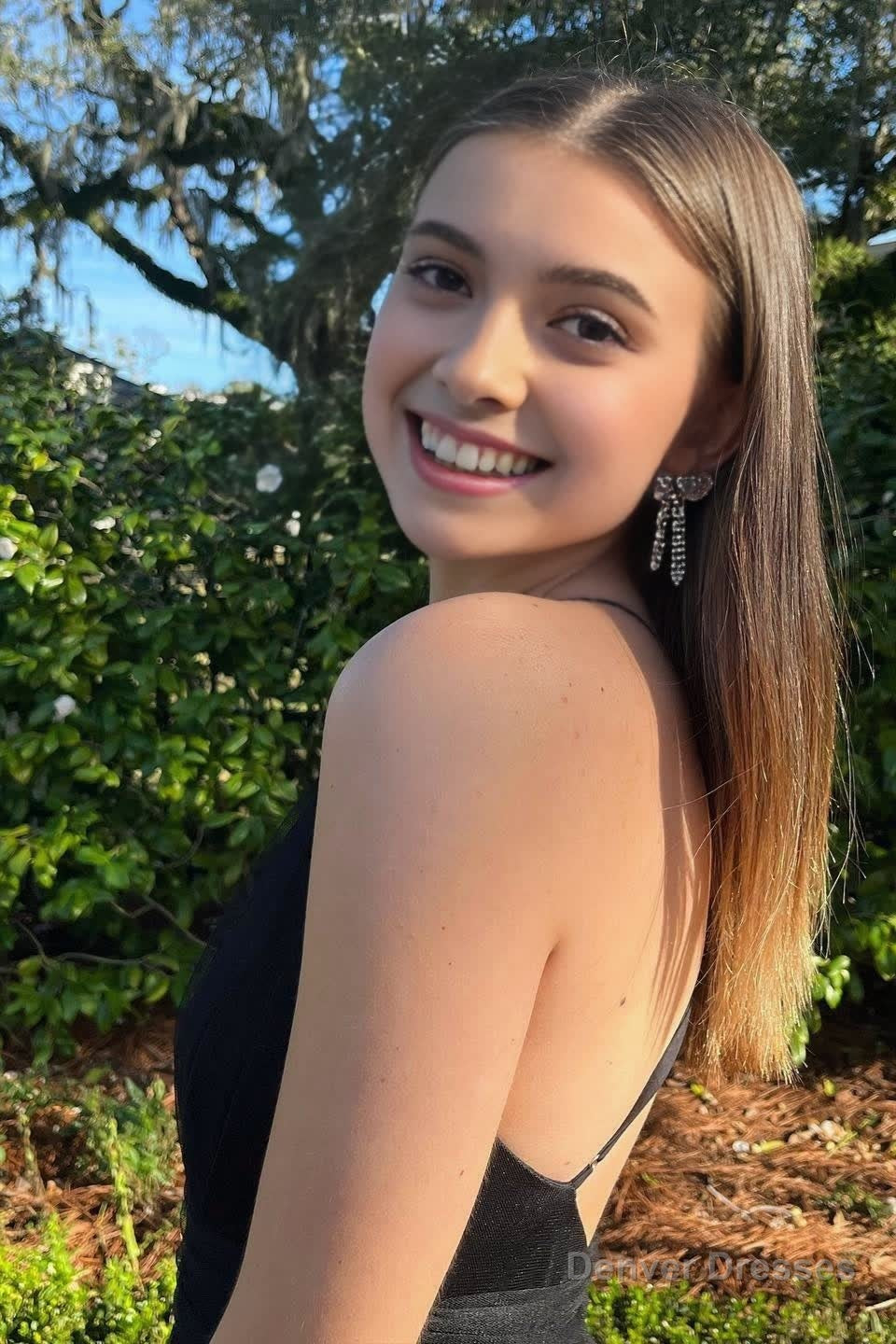 Black A-line Deep V Neck Cross Back Tulle Multi-Layers Long Prom Dress