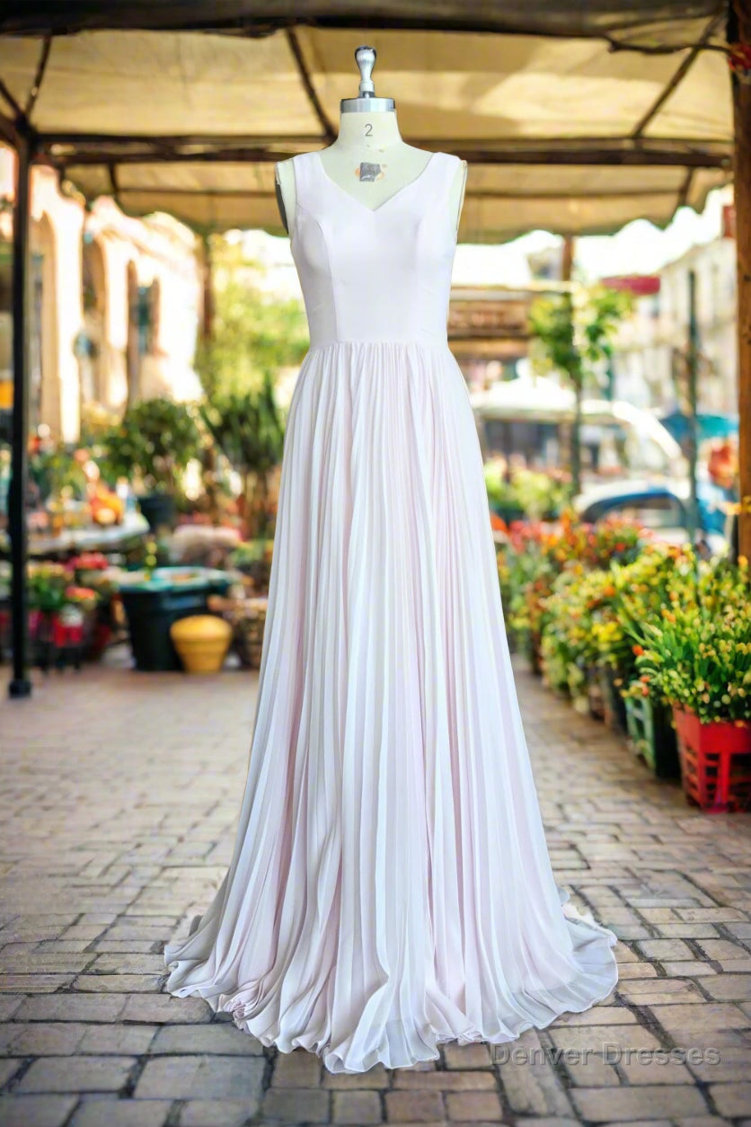 Adorable Chiffon V-Neck Long Bridesmaid Dresses Main image