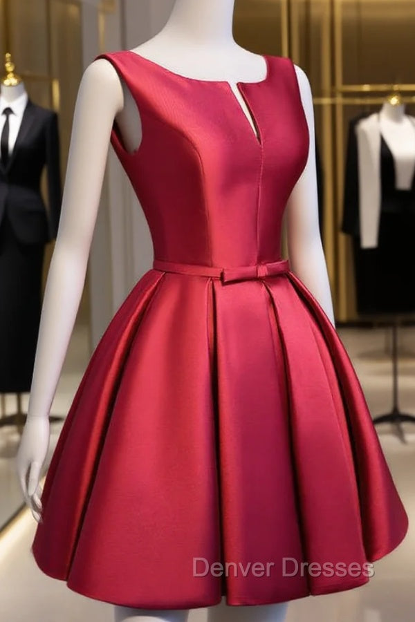 Adorable Cute Wine Red Satin Short Prom Dress , New Party Dress