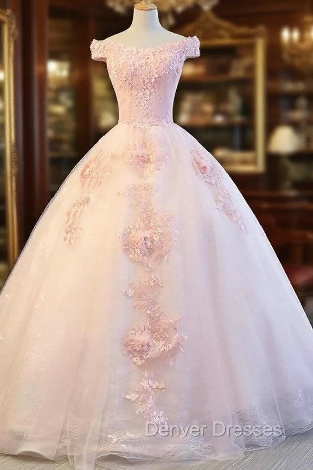 Adorable Pink Tulle Off Shoulder Pink Party Dress , Sweetheart Formal Dress