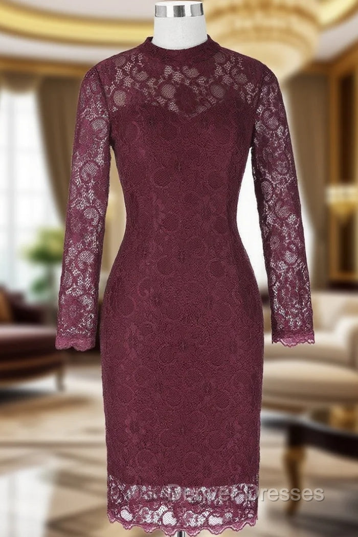 Adorable Wine Red Long Sleeve Mother of the Bride Dress Main image