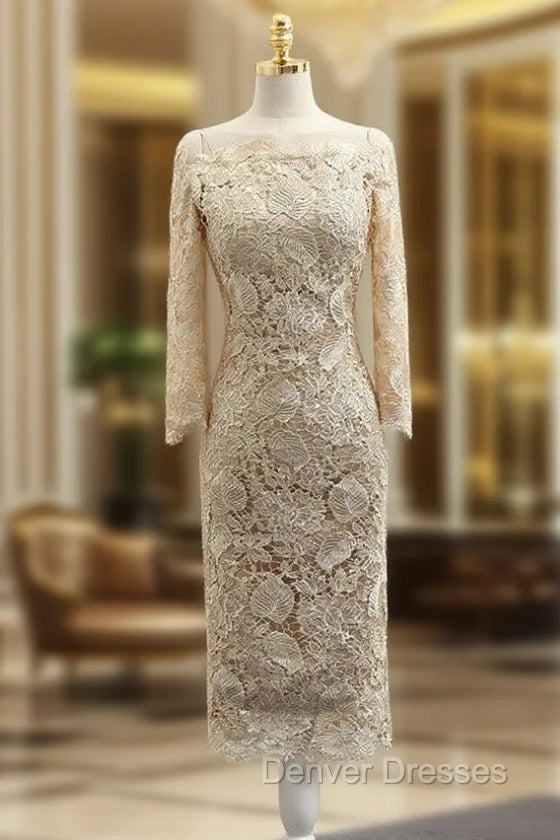 Advanced Champagne Sheath Long Sleeve Knee Length Mother Of The Bride Dress Main image