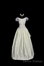 Aesthetic Ball Gown Off The Shoulder White Prom Dress Ruffle Long Party Dress