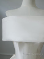 Aesthetic Ball Gown Strapless Ivory Satin Long Wedding Dress Brides Dress