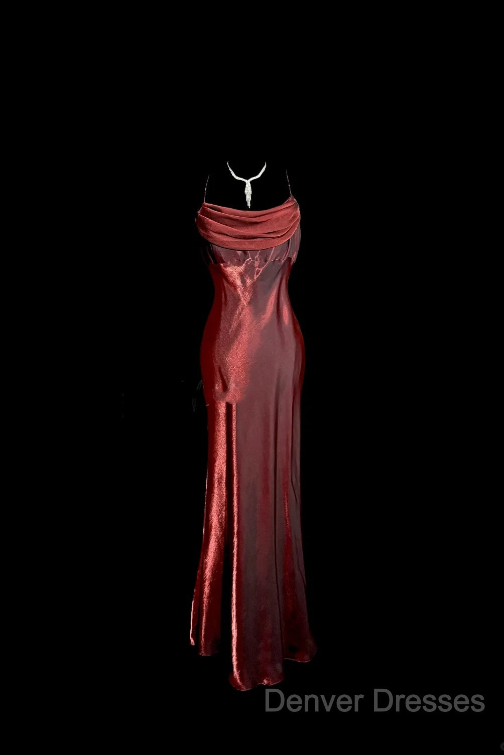 Aesthetic Mermaid Spaghetti Straps Burgundy Prom Dress Ruffle Long Party Dress Secondary image